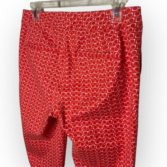 Boden Richmond Red Trousers with Glasses Motif Slim Straight Leg Pants Size 6L - Picture 10 of 15